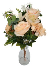 Künstliche Rosen & Hortensien & Lilien Strauß Hellrosa 47cm