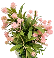 Dekorace přízdoba zeleň malé kvítky umělá 30cm růžová