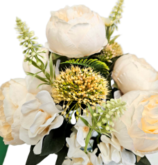 Buchet luxos de Bujori, Ciulin, Hortensii 48cm flori artificiale crem