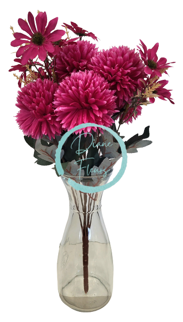 Chryzantéma a Margarétka kytica x10 vínová 48cm umelá