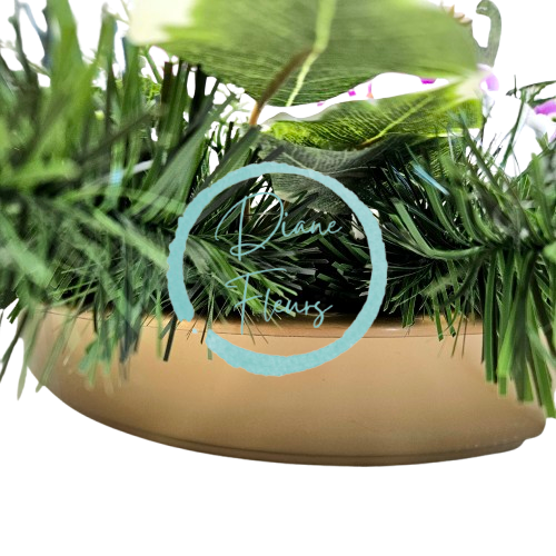 Arrangement made of artificial roses, orchids and accessories 78cm x 38cm x 18cm