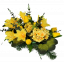 Trauergesteck aus künstliche Tulpen, Lilien, Veilchen und Zubehör 60cm x 40cm x 20cm