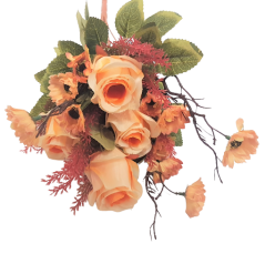 Růže & Kopretiny kytice 45cm oranžová umělá