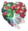 Pogrebni vijenac "Srce" od umjetnih ruža i dodaci 65cm x 65cm crvena