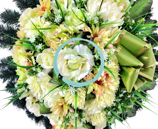 Luxusní umělý věnec Exclusive růže, chryzantémy a doplňky 70cm