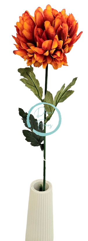 Nová Chryzantéma kusová na stonku Exclusive oranžová 70cm umělá