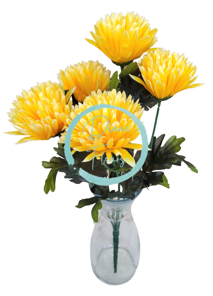 Crizanteme buchet x5 galben 50cm flori artificiale - Cel mai bun preț
