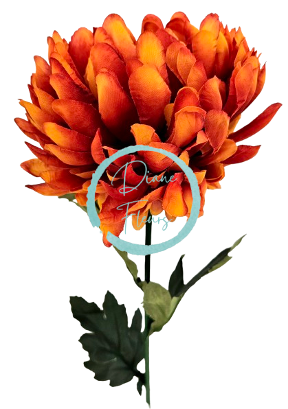 Nová Chryzantéma kusová na stonku Exclusive oranžová 70cm umělá