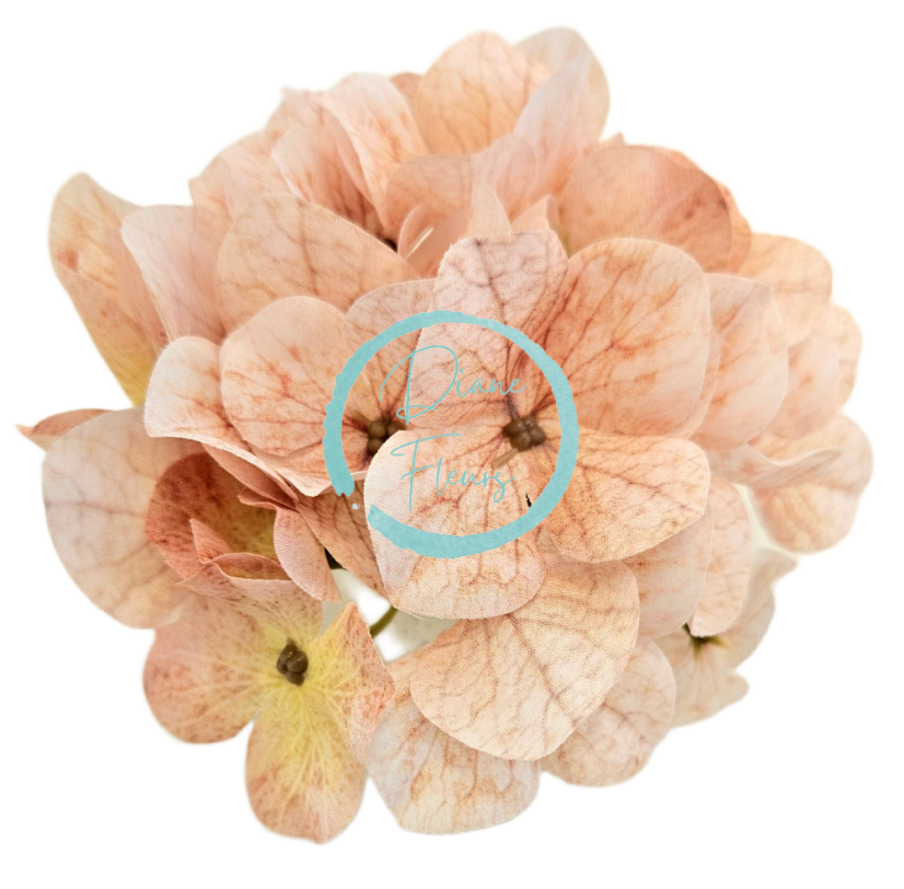 Изкуствена глава на хортензия 12 см прасковен