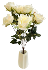 Růže kytice x11 50cm krémová umělá