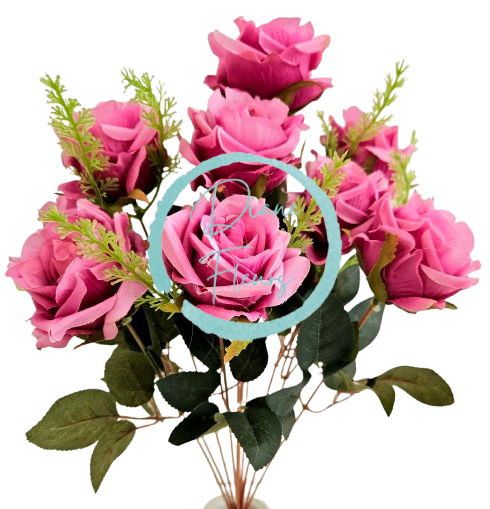 Artificial Roses Bouquet x11 50cm Burgundy