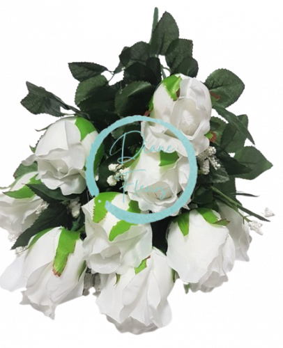 Artificial Roses Flower White "12" 17,7 inches (45cm)