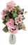 Exklusiver künstlicher Blumenstrauß mit Rosen, Hortensien und Accessoires, 52cm x 30cm rosa