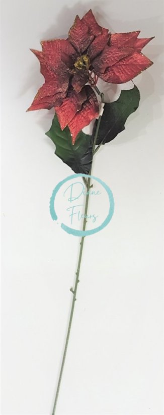 Poinsettia Euphorbia Vianočná ruža 73cm červená & zlatá umelá