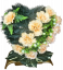 Mesterséges Temetési koszorú az állványon "Szív" Rózsák és Dahlia és kiegészítők 45cm x 40cm