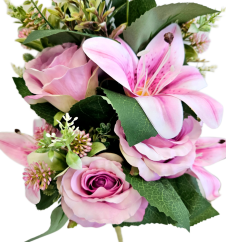 Exclusive artificial bouquet Roses, Lilies and accessories x13 54cm x 30cm Pink