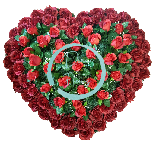 Artificial Wreath Heart Shaped with Roses 80cm x 80cm Red