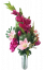 Luxusná kytica ležatá ruža, ľalia, gladiola a doplnky 70cm vínová a ružová