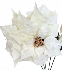 Poinsettia Vánoční hvězda kytice x5 50cm krémová umělá