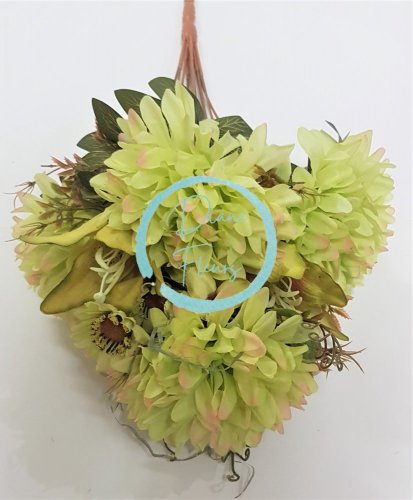 Künstliche Chrysantheme & Lilie Strauß "12" 50cm Grün