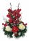 Trauergesteck aus künstliche Rosen, Gladiole und Zubehör Ø 27cm x 32cm