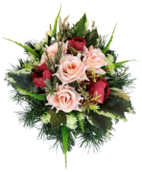 Smútočný aranžmán betonka umelé peonie pivonie, ruže a doplnky Ø 30cm x 18cm