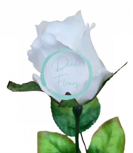 Umjetni pupoljak ruže na peteljci 64cm bijela