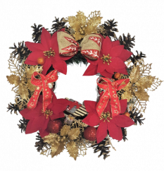 Vánoční věnec Ø ​​30cm Poinsettia Vánoční hvězda & vánoční ozdoby & doplňky červená