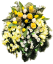 Luxusný smútočný veniec borovicový exclusive ruže, tulipány, gladioly, jabloňové kvety, bodliak a doplnky 70cm x 65cm