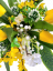 Trauergesteck aus künstliche Tulpen, Goldener Regen und Zubehör 67cm x 35cm x 25cm