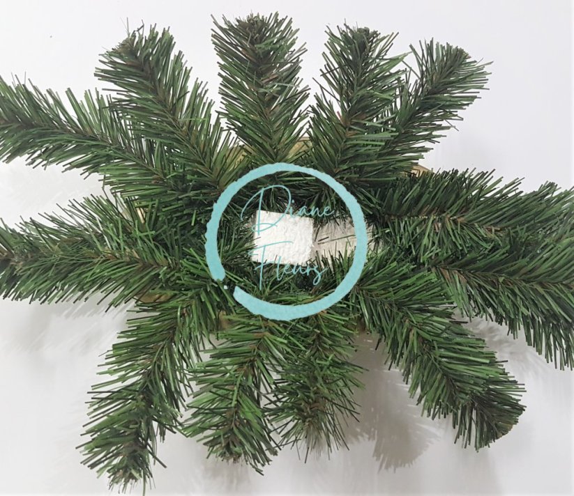 Božićni aranžman Betonska božićna zvijezda i čička i dodaci 50cm x 25cm x 10cm bijelo-plavo-zeleno