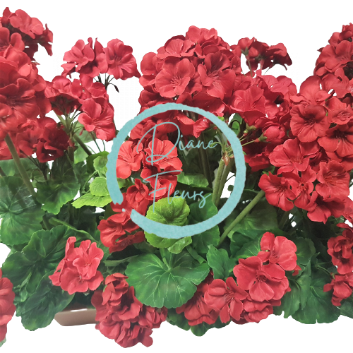 Künstliche Geranien Pelargonien in einem Topf 40cm x 35cm x Höhe 45cm Rot