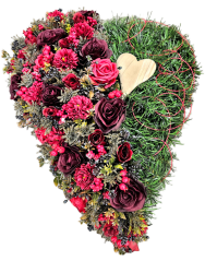 Luxury Artificial Wreath Heart Exclusive Roses, Dahlias, Wooden heart and Accessories 75cm x 65cm