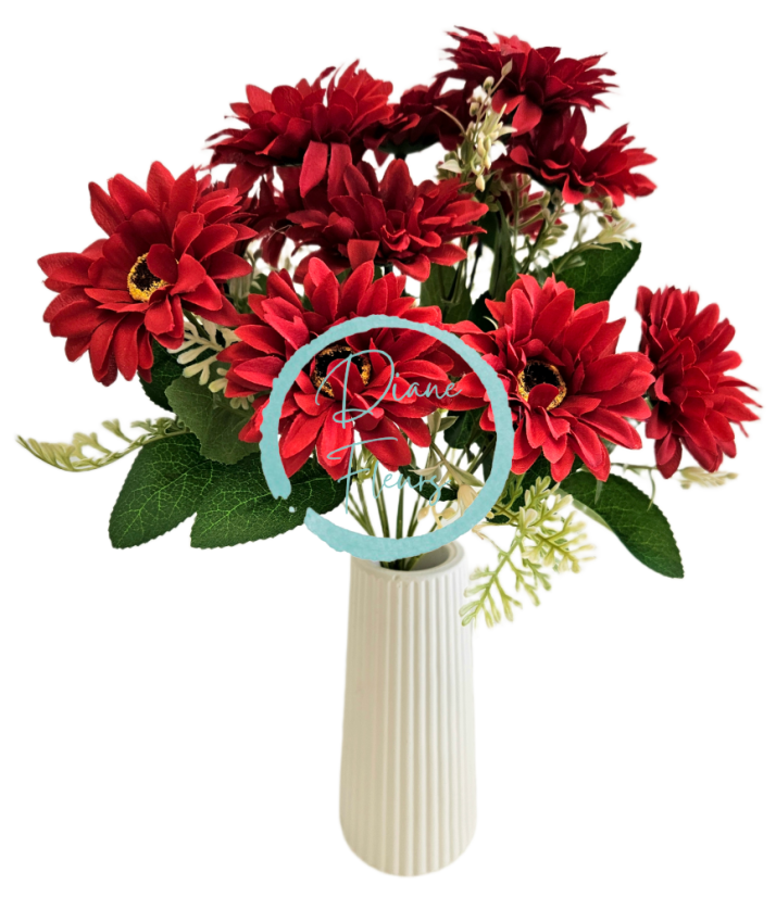Buchet de Margarete x11 32cm rosu flori artificiale