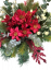 Smuteční aranžmán betonka umělá poinsettia vánoční hvězda, bobule, eukalyptus a doplňky 36cm x 33cm