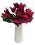 Poinsettia Poinzercia Vianočná ruža a Bobuľe kytica x7 26cm červená