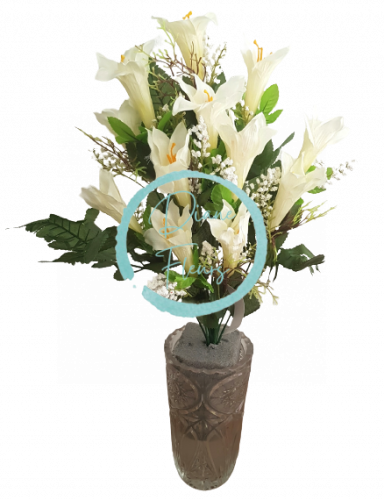Buchet de crini x12 crem 50cm flori artificiale