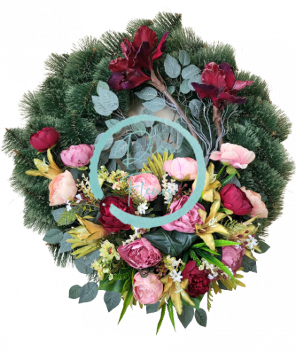 Artificial Pine Wreath Exclusive Peonies & Lilies & Amaryllis & Accessories Ø 95cm