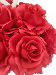 Umělé růže se srdcem v květináči 25cm x 28cm
