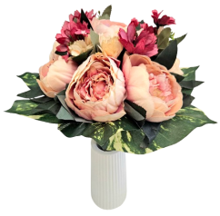 Künstliche Bunter Strauß Exclusive Mohnblumen, Pfingstrosen und Accessoires 34cm