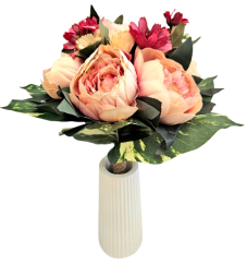 Künstliche Bunter Strauß Exclusive Mohnblumen, Pfingstrosen und Accessoires 34cm
