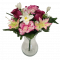 Blumenstrauß aus künstlichen Rosen, Nelken, Lilien und Orchideen x13 33cm Weinrote, Grün, Creme