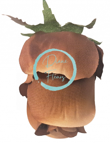 Cvetna glavica popka vrtnice O 8cm rjava umetna