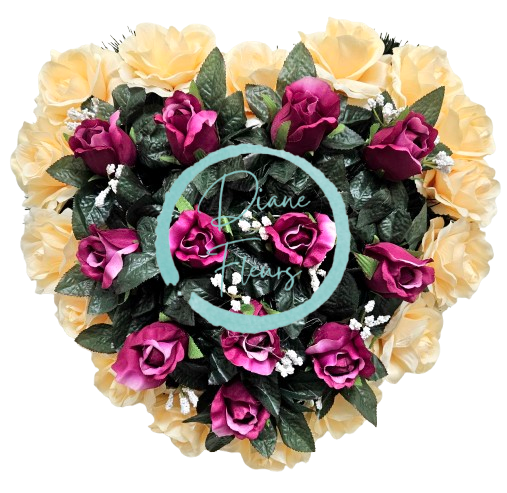 Smuteční věnec "Srdce" z umělých růží 40cm x 40cm AS932