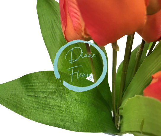 Buchet de Lalele x9 portocaliu 33cm flori artificiale