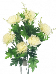 Künstliche Zweig Chrysanthemen x7 75cm Creme