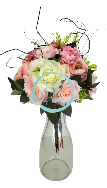 Vezani buket Exclusive ruže, božuri, hortenzije i dodaci 35cm umjetni