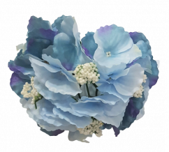 Glava hortenzije O 16cm modra umetna