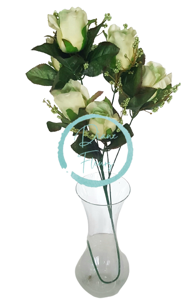 Růže kytice větev x6 78cm umělá sv. zelená