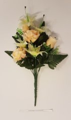 Bukiet róż i lilii „8” brzoskwiniowo-zielony 47 cm sztuczny